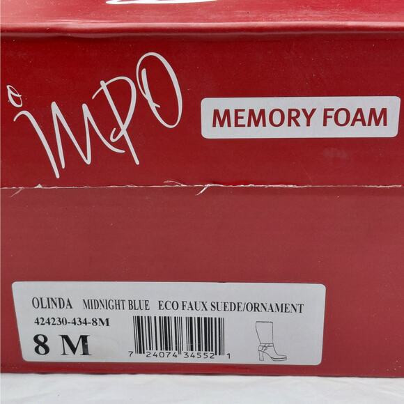 Impo Womens High Heel Boots Size 8 Blue Knee High Faux Suede Platform Stretch - Picture 12 of 12